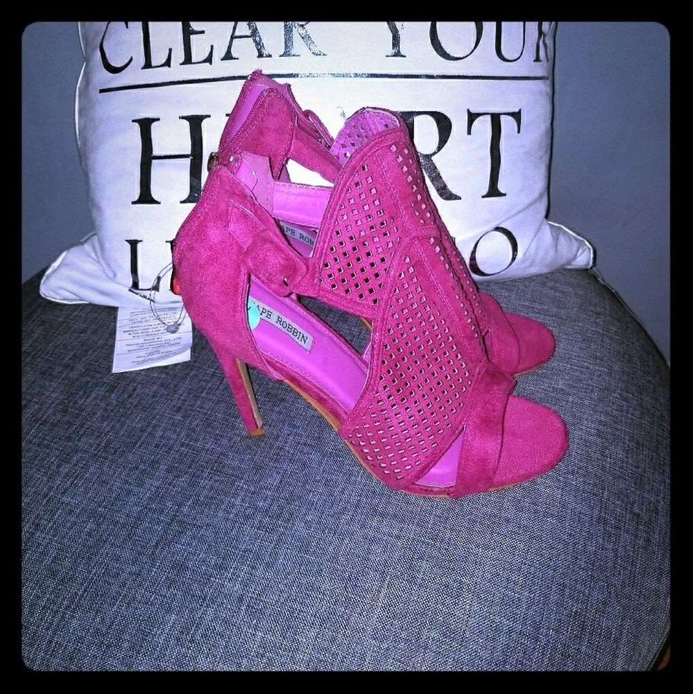 Hot Pink Suede Heels